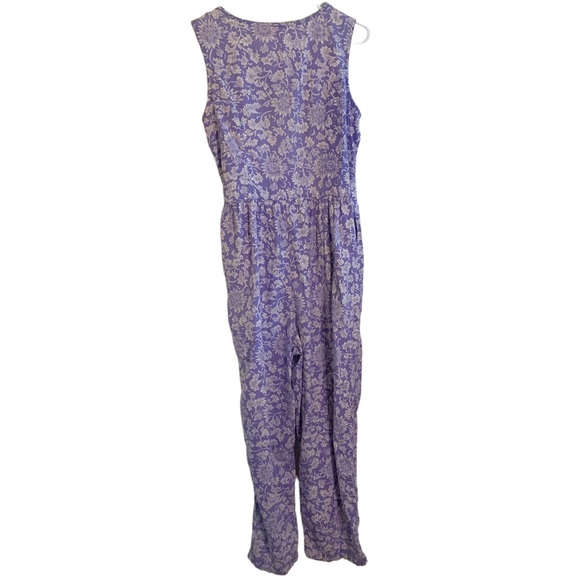 Vintage Honors Intimate Purple Patterned Jumpsuit Button Up Sleeveless Size M - Picture 4 of 7